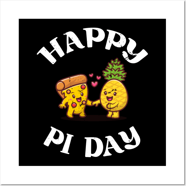 Happy Pi Day Math Teacher Gifts Leopard Rainbow Pineapple Wall Art by KRMOSH